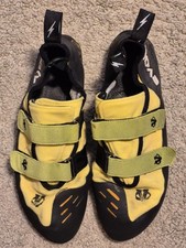 Evolv Pontas indoor rock climbing shoes US 12 EU 46 yellow straps Ecotrax