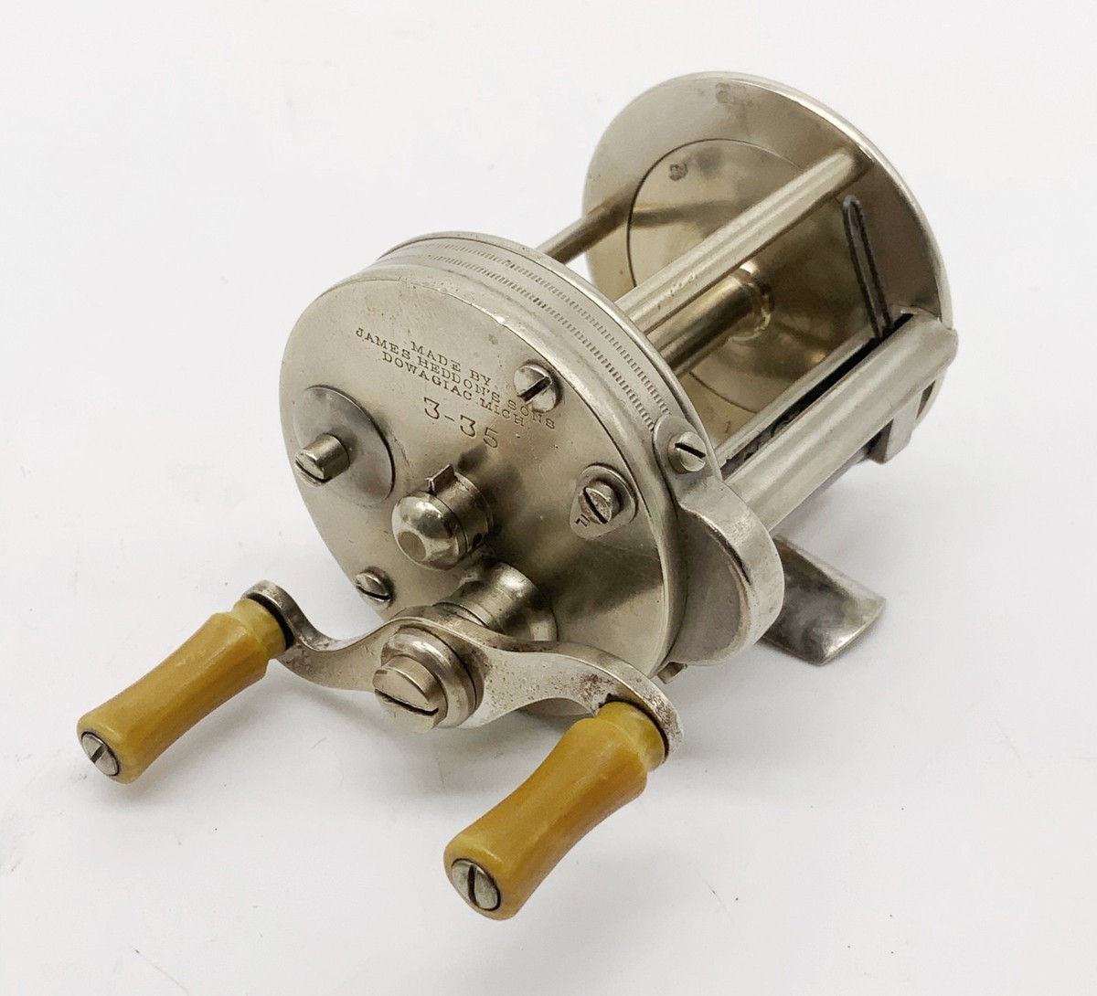 antique german fishing reels Antique James Heddon & sons 3-35 German silver casting fishing reel  Kentucky