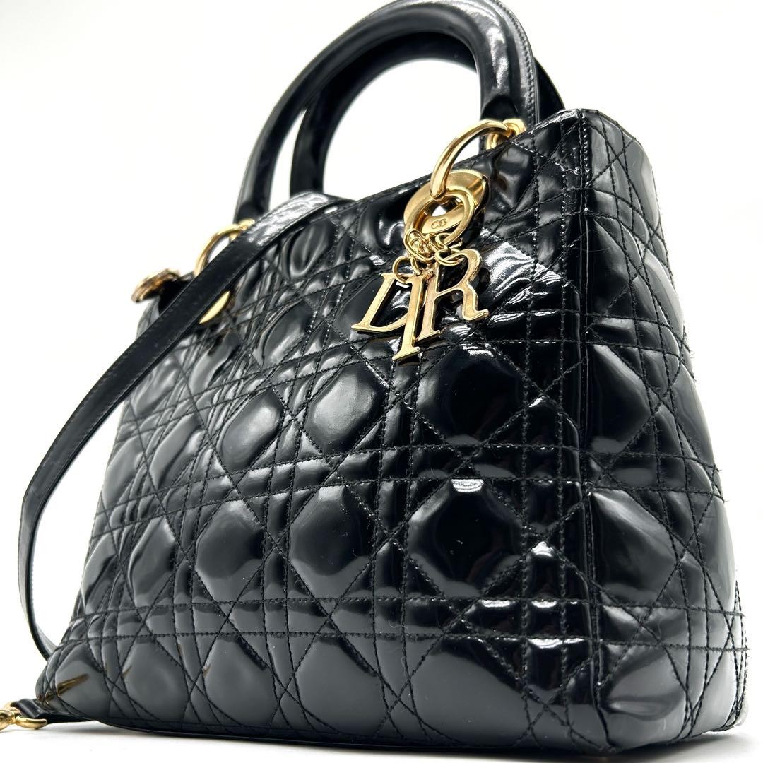 Dior Lady Canage 2Way Enamel Handbag in Luxury Leather