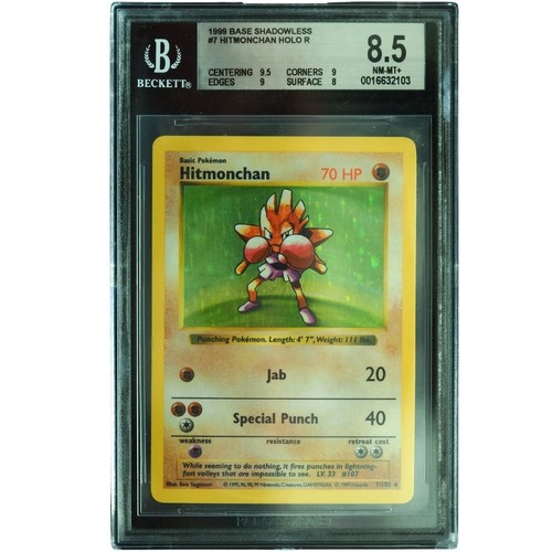 Hitmonchan (Shadowless) graded BGS 8.5 for sale on eBay