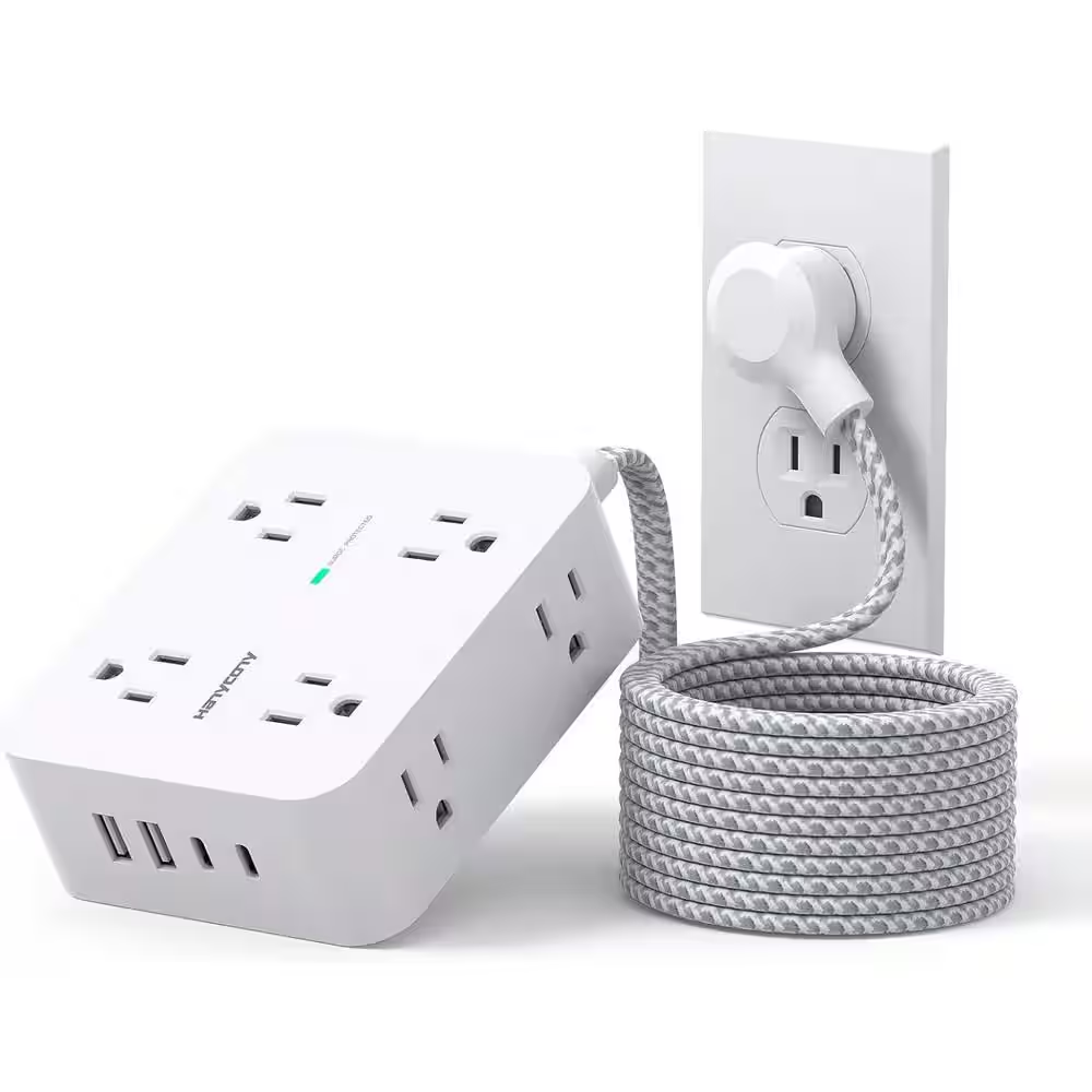 8-Outlet Power Strip Surge Protector with 4-USB (2-USB C) and 25 Ft. Braided Ext