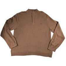 Chaps Men's Brown Half Zip Mock Neck Sweater XL Classic Preppy Casual Knitwear