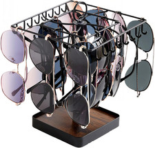 Sunglasses Organizer 360 Rotating Glasses Holder Stand for 18 Pairs Rustic Eyeg