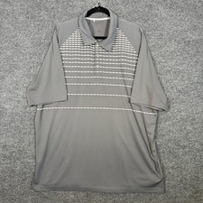 Adidas Golf Polo Shirt Mens 2XL XXL Gray Striped ClimaCool Performance Short Slv