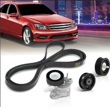 For Mercedes-Benz Engine Drive Belt Tensioner & Idler Pulley Serpentine Belt kit