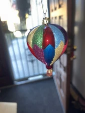 Kurt S. Adler Glass Hot Air Balloon Ornament Multicolored