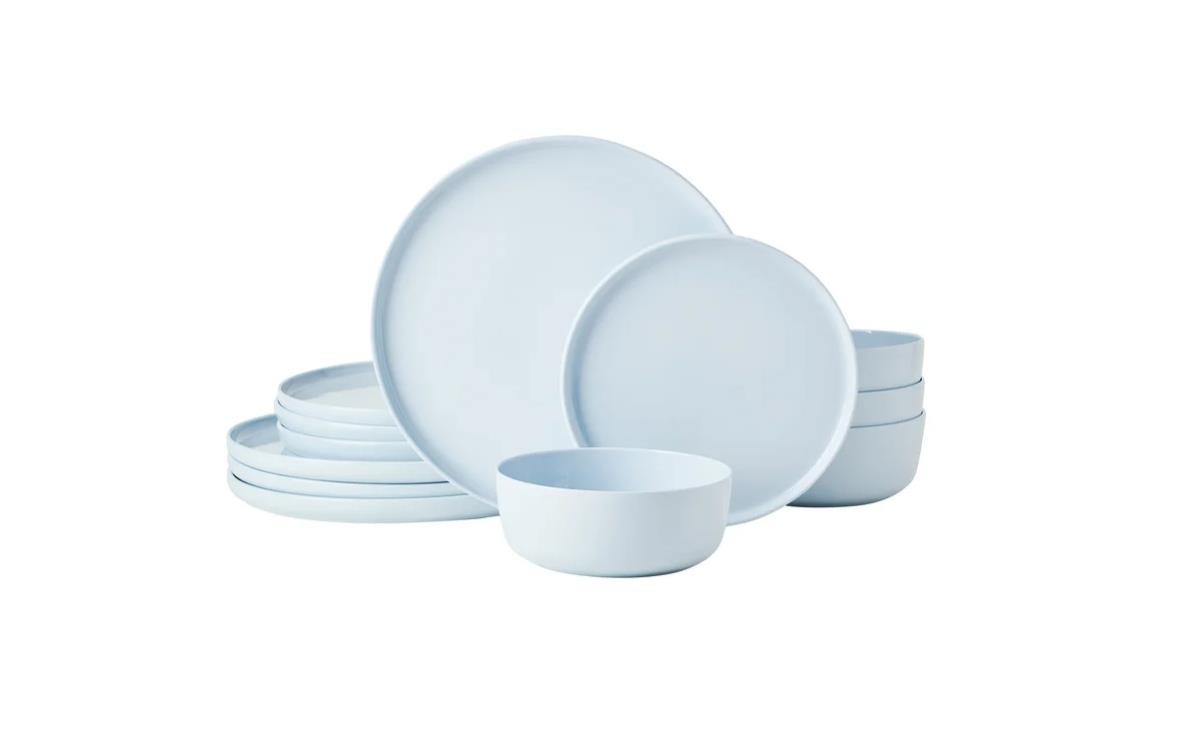 Blue 12-piece Bone China Samantha Serves 4 Chip-resistant