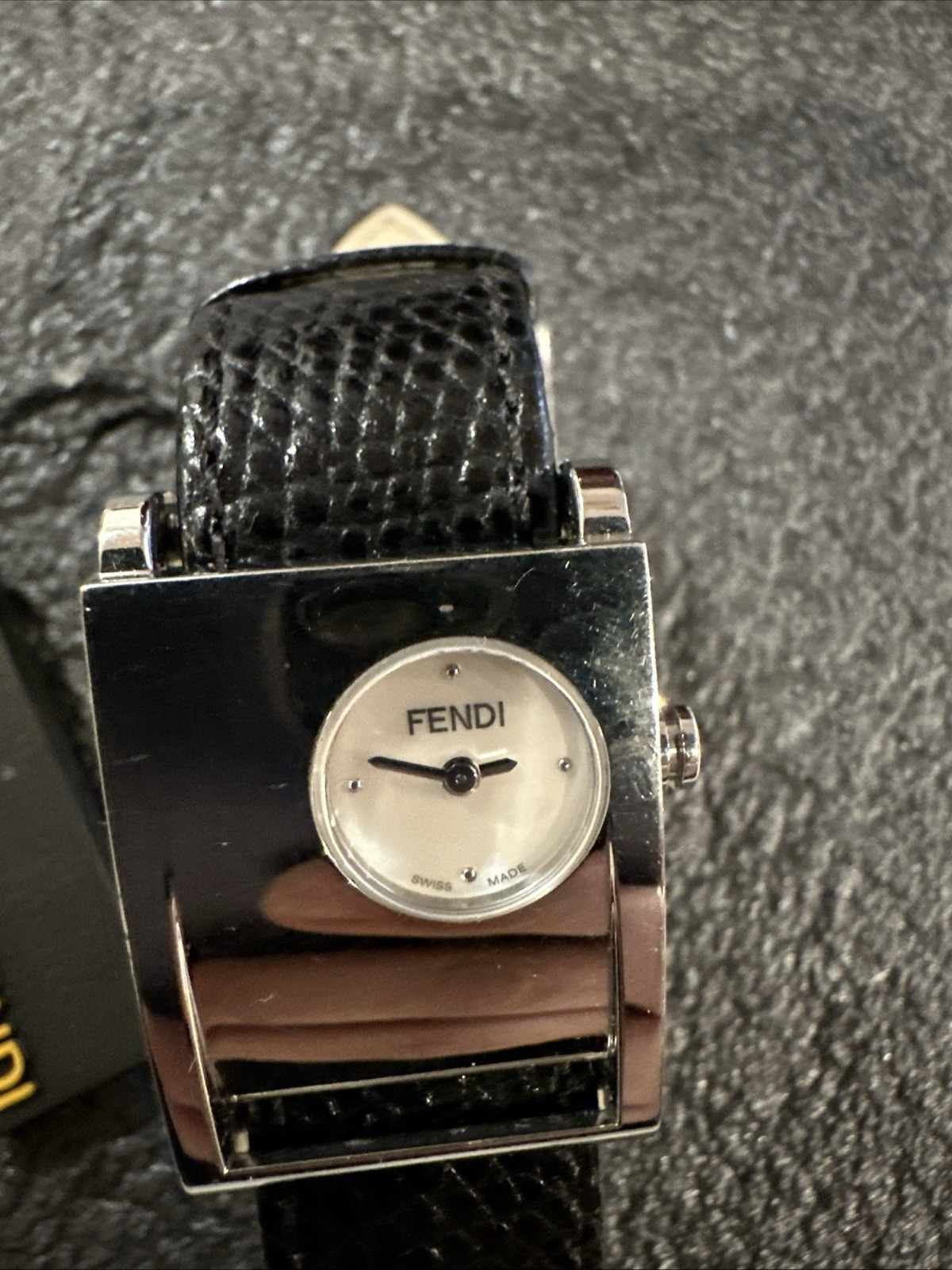 Fendi Swiss Made Rectangular White Dial Silver Me… - image 1