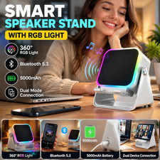 Wireless Induction Bluetooth Speaker Stand 360  Adjustable Phone Holder