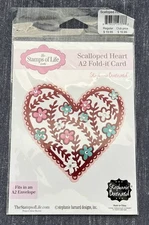The Stamps of Life SCALLOPED HEART A2 Fold-It Card Die Set Flowers