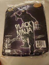 New Kids Black Ninja Costume 8-Piece Set Fits Up To Size 12 