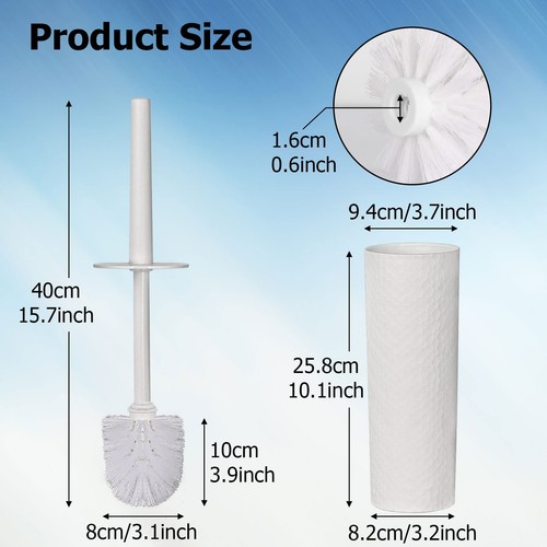 Toilet Brush2 Pack Compact Toilet Brush & Holder SetPlastic Round Barrel Loo ... - Picture 2 of 8