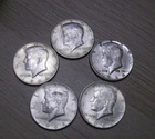 1964 P Kennedy SILVER HALF DOLLARS ($0.50 cents) 1.809 silver oz. - Lot of 5