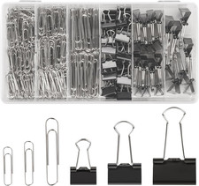 500PCS Paper Clips and Binder Clips Assorted Sizes,Silver Paper Clips  Black Bi