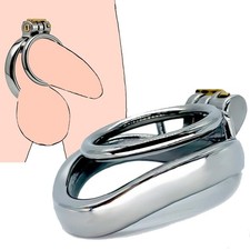 Stainless Steel Chastity Cage Male Device Lock Training Adjustable Ring