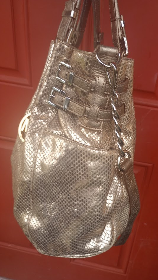 Authentic MICHAEL KORS GOLD Python Emboss Texture… - image 5