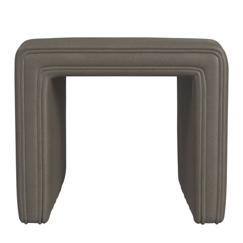 HomePop Faux Leather Storage Ottoman Square Channel Living Room Entryway Gray