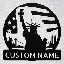 Personalized Statue of Liberty Metal Sign Custom Wall Decor Gift for Americans