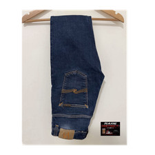 Nudie Jeans Blue Denim Skinny Men's Jeans Size 32 Cotton Button Logo Accents