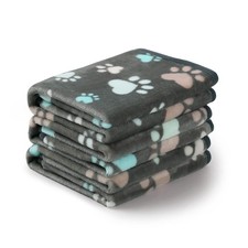 Luciphia 1 Pack 3 Blankets Fluffy Premium Fleece Pet Blanket Flannel Paw Prin...