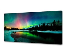 S01962 Wall Art Aurora scenery Painting on Canvas Stretched and Framed Canvas...