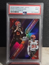 2018 Panini POP 2!!!! - X&Os Baker Mayfield, Denzel Ward Purple Prizm /99 (RC)