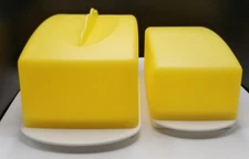 Tupperware Butter Keeper Cheese Keeper Set Yellow 3671,3392 Party Display