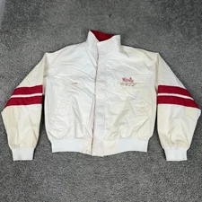 Vintage Winston Racing Team Jacket Womens XL White Red NASCAR Racing Swingster