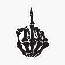 Reflective Skeleton Skull Middle Finger Sticker for Motorcyc Color: Reflective