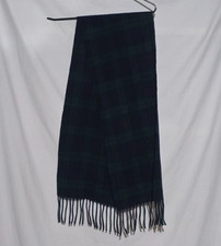 Highland Home Industries Scotland Lambswool Scarf Blue Green Tartan 10 1/2"x54"