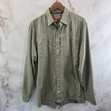 Simms Shirt Mens Large Tan Khaki Brown Button Up Long Sleeve Vented Fishing 