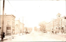 RPPC Main Street Edmore Michigan 1920s Storefronts Cars Horse Wagon