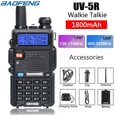5W Baofeng UV-5R Dual-Band VHF UHF FM Transceiver Ham Two-way Radio Scanner UK
