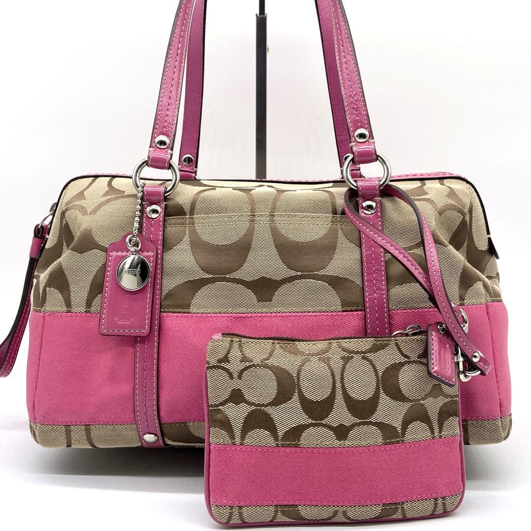 Coach mini Boston bag with mini pouch in signature pink G0926
