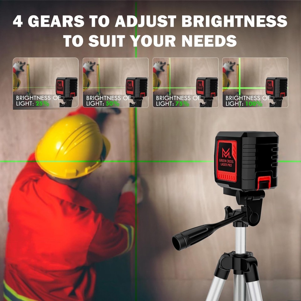 Advanced Level Stream Images Motovera LL-T2 Self-Leveling Laser Level 100ft Green Cross Line with ...