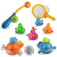 Bath Toys Fishing Games Swimming Whales Bath Time Bathtub Toy for Toddlers Ba...