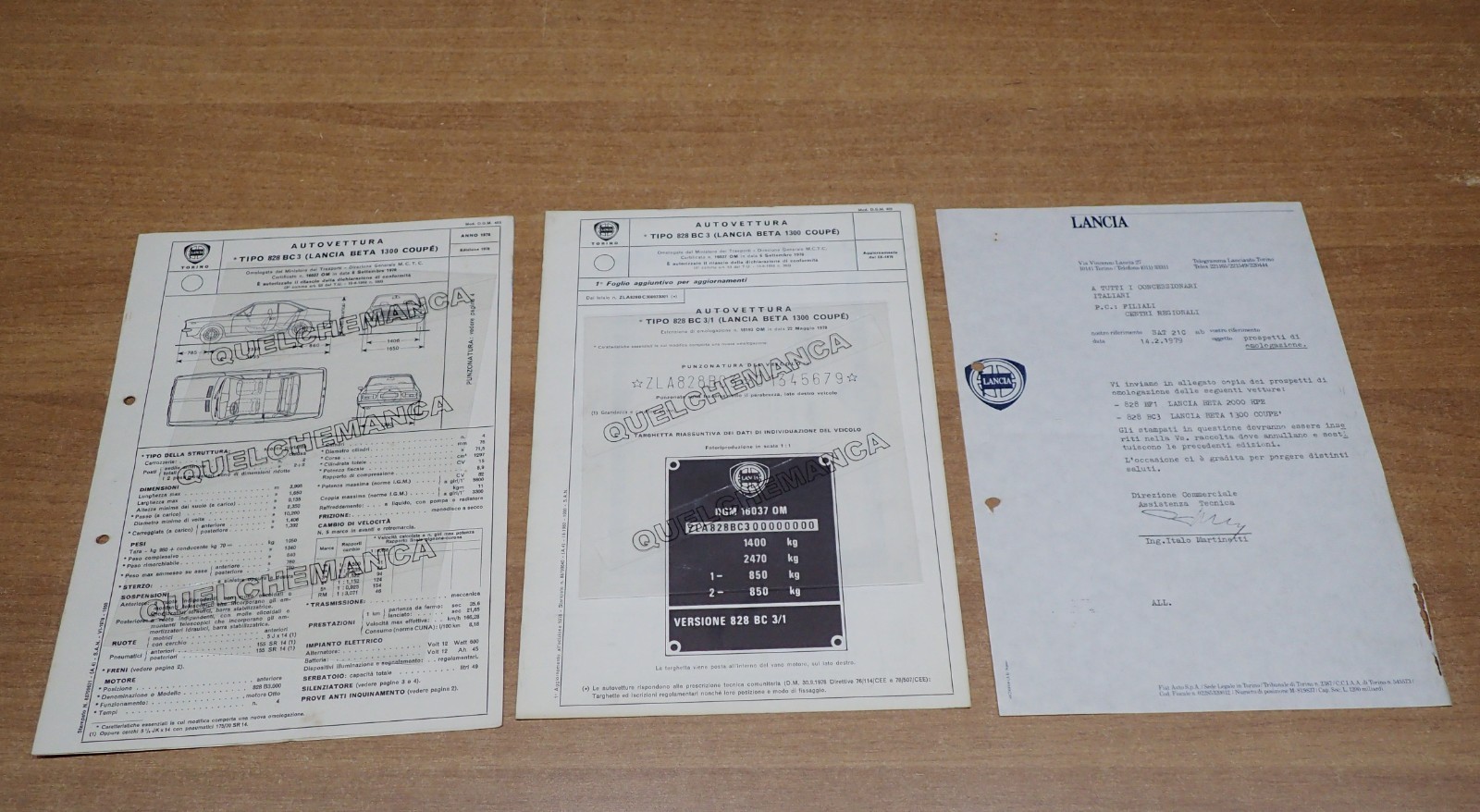 LANCIA TIPO 828 BC 3 COUPE 1300 SCHEDA DI OMOLOGAZIONE DGM CON LETTERA 1976 (38)