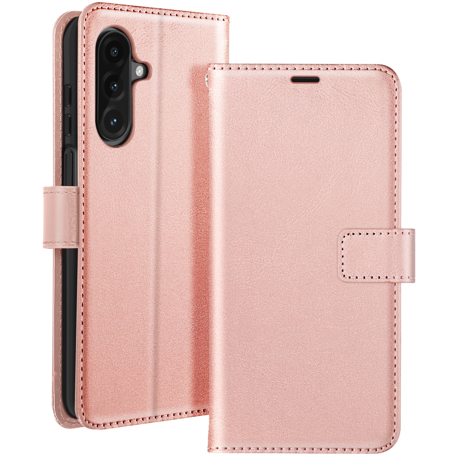 Coque Galaxy A26 portefeuille rose champagne avec cordon amovible