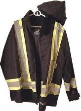Professional Viking Safety Jacket Black #3907FRJ Large Flame Resistant Raincoat 