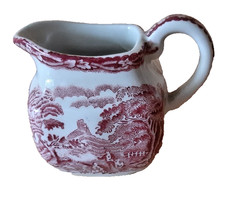 Enoch Wedgwood (Tunstall) Unicorn Red & White Miniature Creamer Jug Woodland VTG