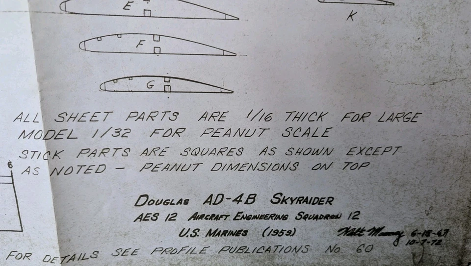 Douglas AD-4B Skyraider Model Airplane Plans 1/32 Scale Peanut Vintage #11723 - Image 3 of 3