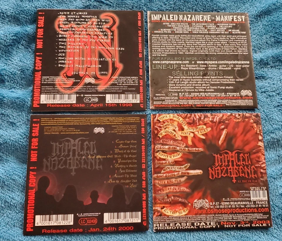 Impaled Nazarene 4X CD LOT PROMO RARE Nihil Manifest Rapture All that you fear - Imagem 2 de 2