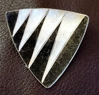 Jorgen Jensen Denmark Pewter Black Striped 2 Inch Triangle Brooch