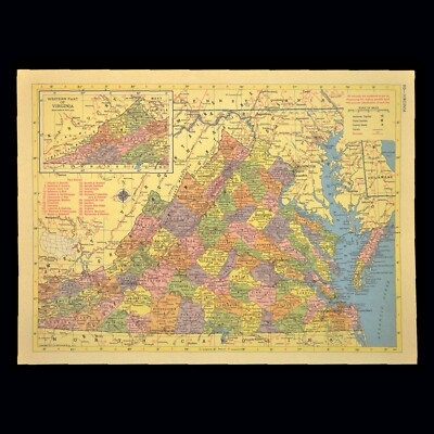Southern Rr Map 1950s VIRGINIA Railroad Map Southern Railway N&W RR Original ...