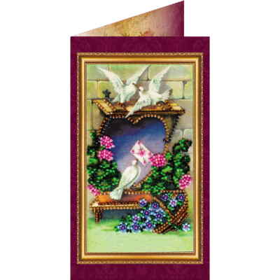 Abris Art Perlenstich Grußkarte Stickpackung ''Mit Liebe'', bedruckt, 8x14cm