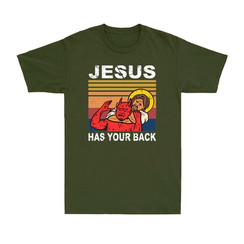 Jesus Has Your Back Jiu Jitsu Retro Christian Jesus Vintage Men's T-Shirt - Picture 9 of 10