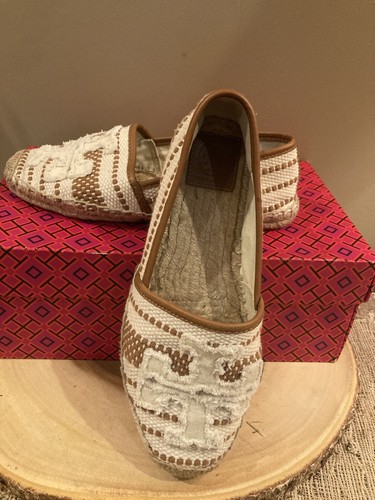 TORY BURCH Shaw ESPADRILLE Canvas and Jute SLIP ON Flat Loafers - WOMEN’S 7.5 US