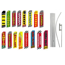 Auto Muffler Brakes Services Variations Swooper Advertising Banner Flag Pole Kit