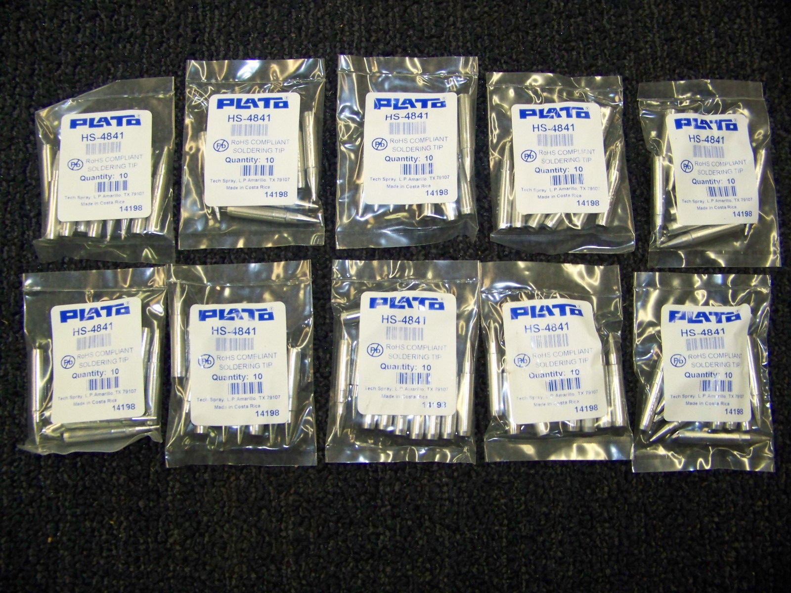 Plato RoHS Compliant Soldering Tips 10 Packs of 10 - 100 Total HS-4841 New