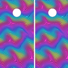 WATERPROOF FADEPROOF Cornhole Board Wraps / Wavy Colors